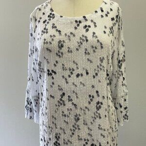 White Crinkly Blouse with Black Dots